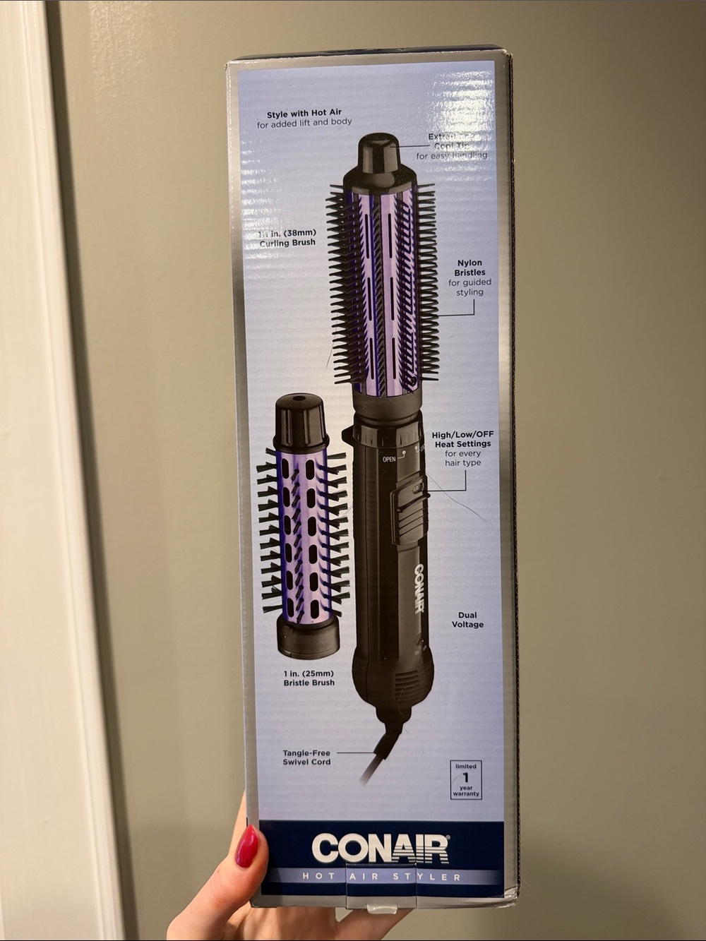 Conair Hot Air Styler Brush in Black with Purple Accents